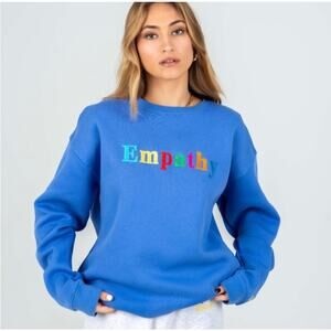 Mayfair Group Empathy Always Crewneck Blue Rainbow Spellout Size Small Medium